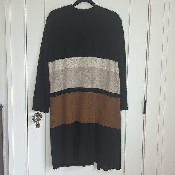 🛍️Marc by Marc Jacobs Long Black/Brown/Tan Merino Wool Cardigan Sweater M/L - Picture 3 of 8